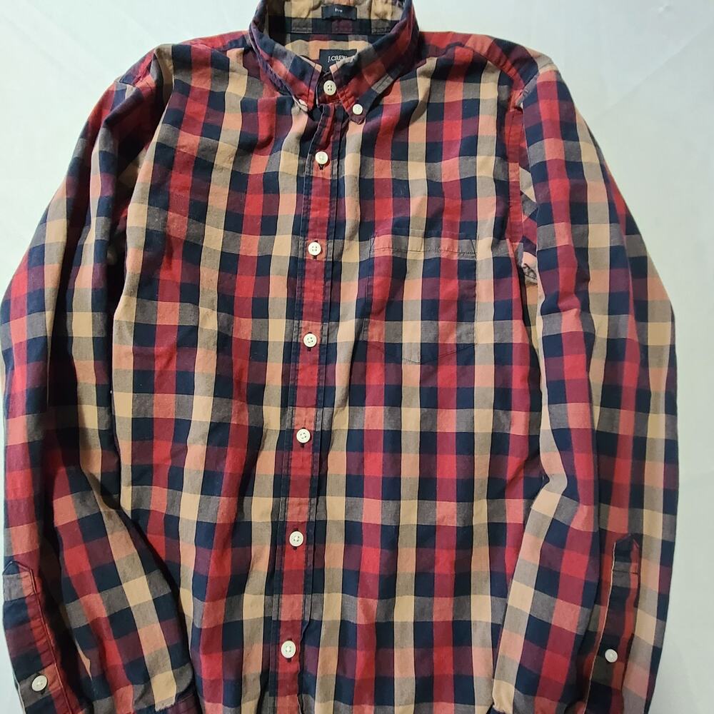 Mens J Crew Plaid Button-down LS Shirt Medium Slim Fit